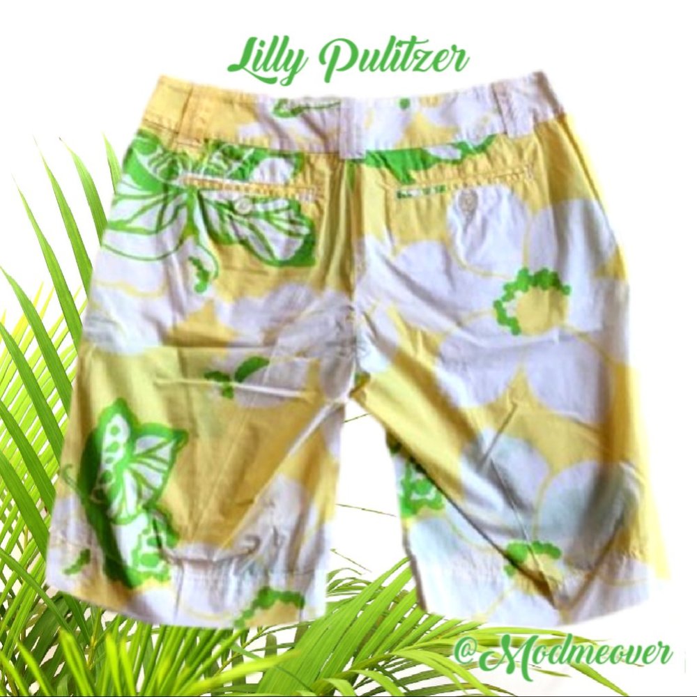Lilly Pulitzer Yellow & Green Floral Print Shorts - Picture 5 of 14